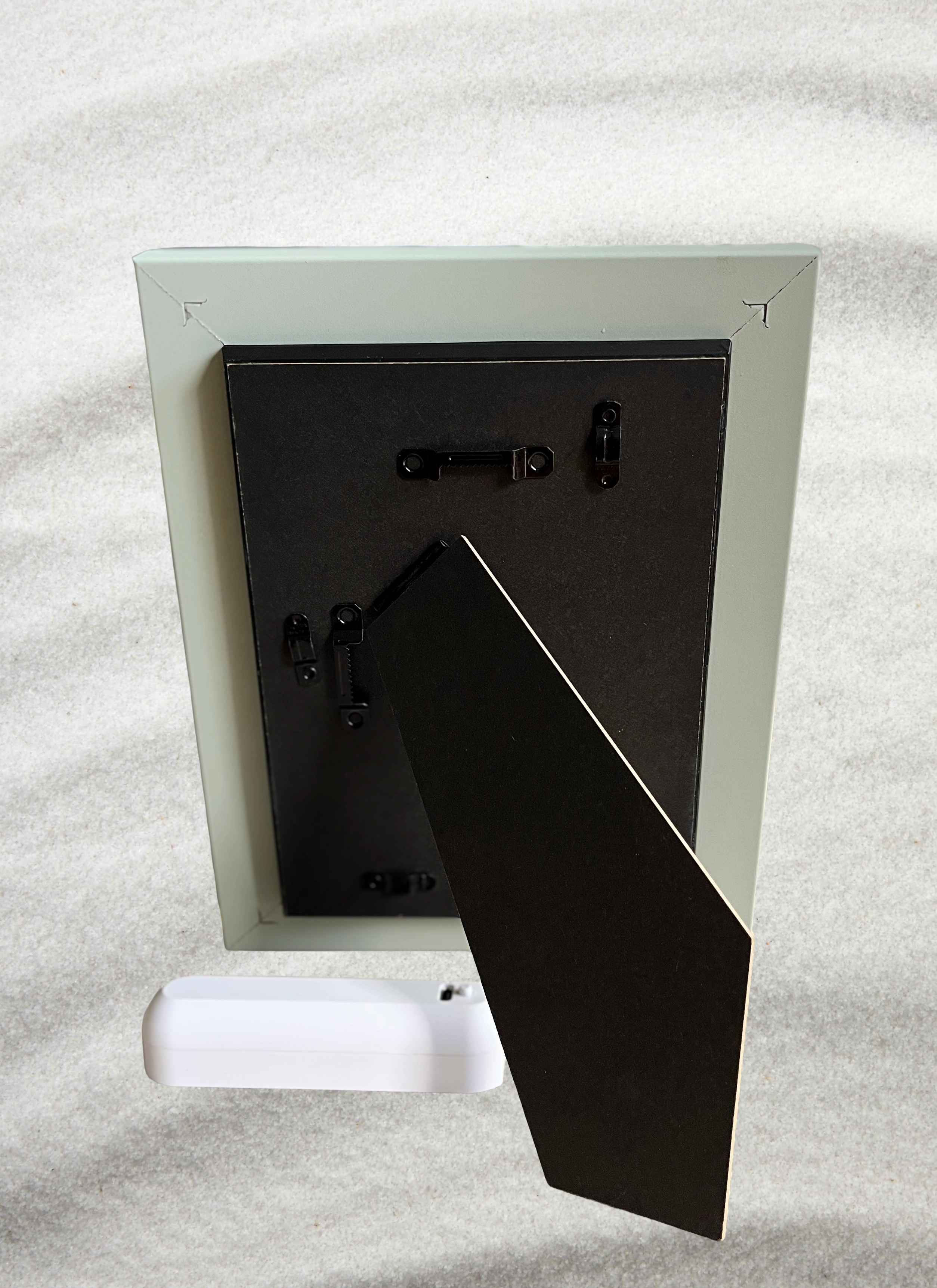 Personalisierte LED 3D Druck Lampe/Nachtlicht im Holzrahmen (Creme-Mint)